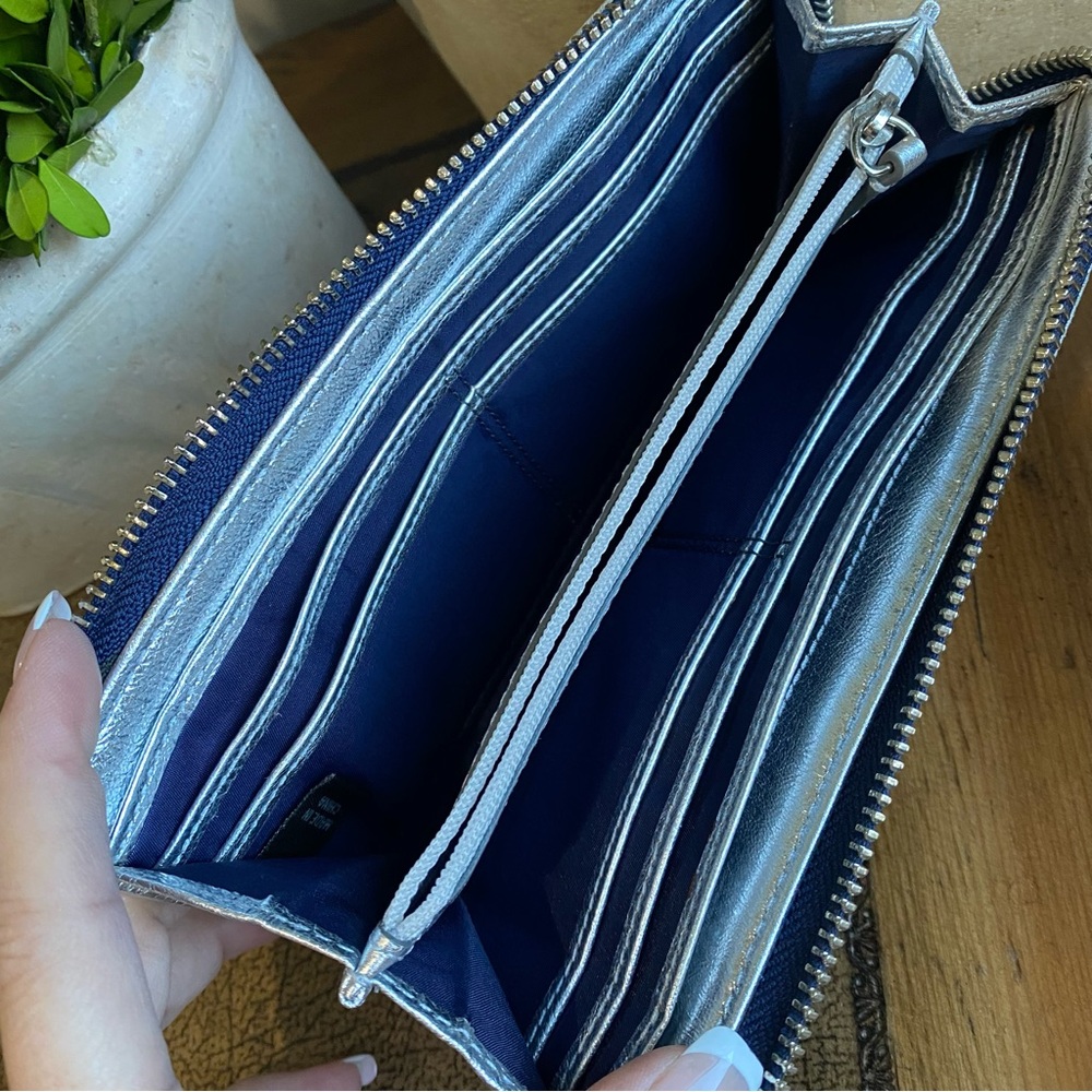 Coach Poppy Signature Blue Denim Full Zip Wallet - Picture 12 of 13